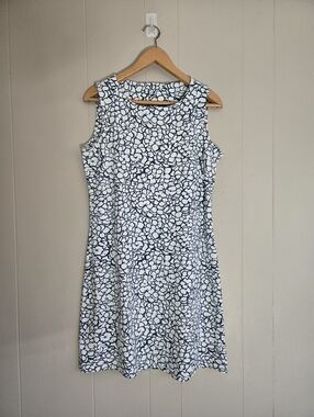 Mahi Gold Ryder Sheath Dress Stretch Blue Stylized Flower Floral Print L